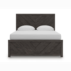 Prendonea Charcoal Queen Panel Bed, Dresser, Mirror, Chest and Nightstand - Ornate Home