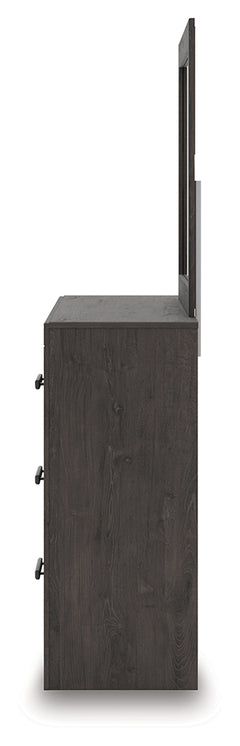 Prendonea Charcoal King Panel Bed, Dresser and Mirror - Ornate Home