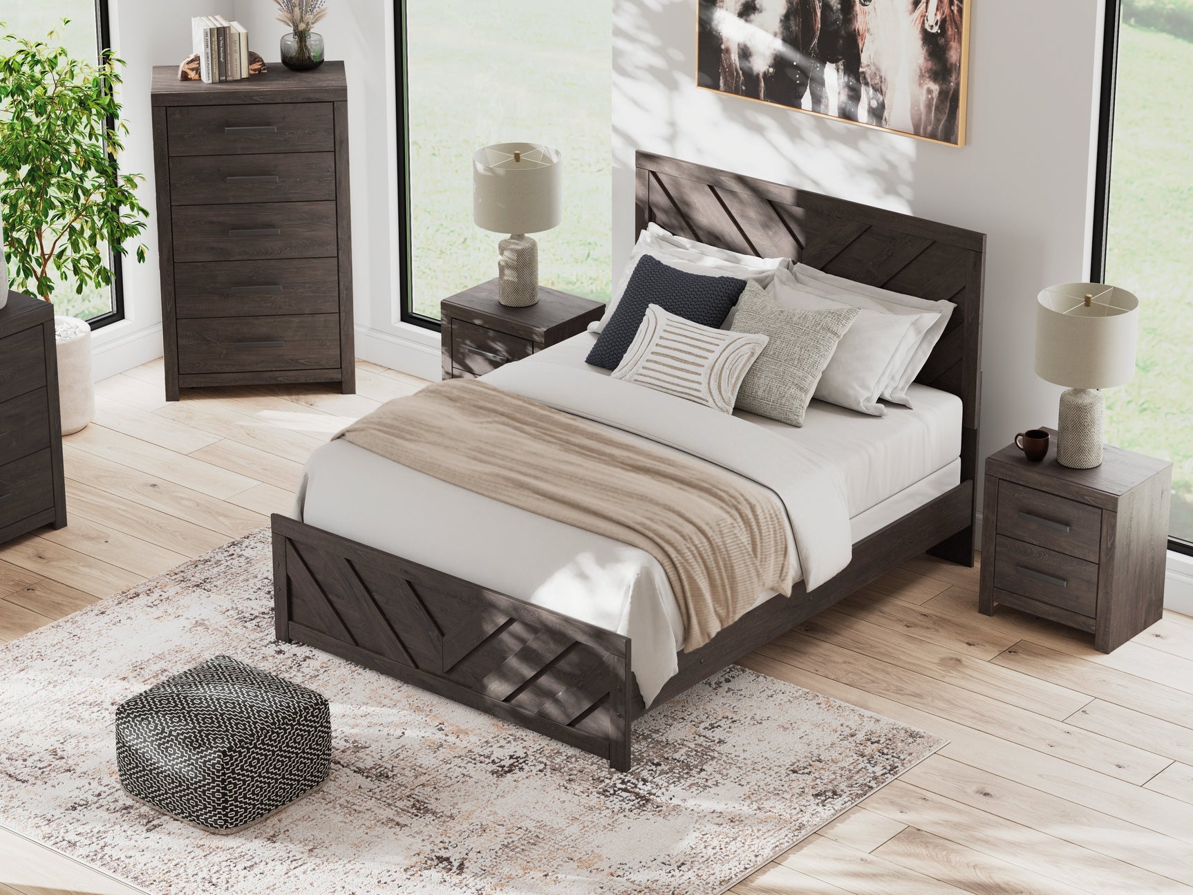 Prendonea Charcoal Queen Panel Bed (Online Special Price) - Ornate Home
