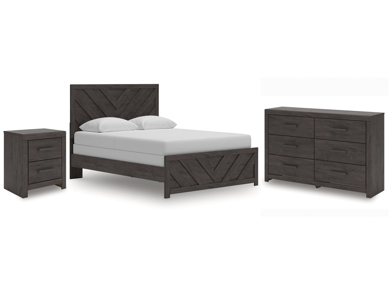 Prendonea Charcoal Queen Panel Bedroom Set with Dresser and Nightstand - Ornate Home