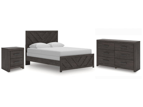 Prendonea Charcoal Queen Panel Bedroom Set with Dresser and Nightstand - Ornate Home