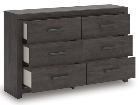 Prendonea Charcoal Queen Panel Bedroom Set with Dresser and Nightstand - Ornate Home
