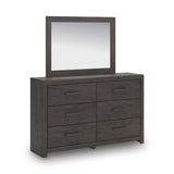 Prendonea Charcoal Twin Panel Bed, Dresser, Mirror and Nightstand - Ornate Home