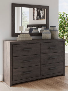 Prendonea Charcoal Twin Panel Bed, Dresser, Mirror, Chest and Nightstand - Ornate Home