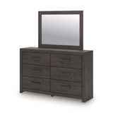 Prendonea Charcoal Twin Panel Bed, Dresser, Mirror, Chest and Nightstand - Ornate Home