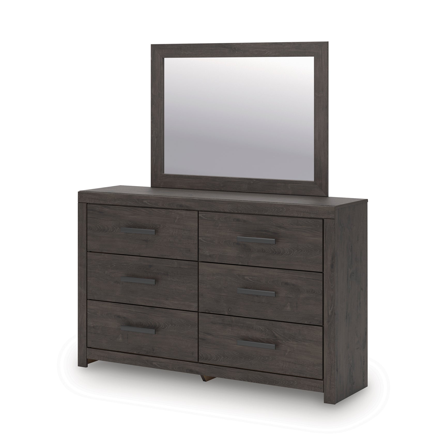 Prendonea Charcoal Twin Panel Bed, Dresser, Mirror, Chest and Nightstand - Ornate Home