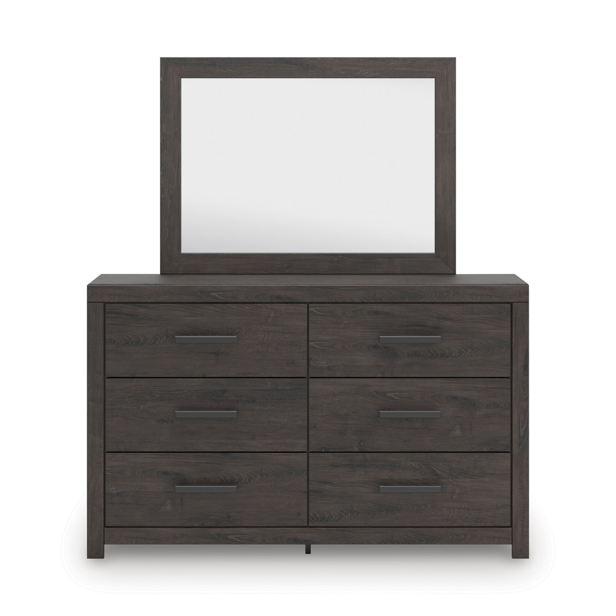 Prendonea Charcoal Twin Panel Bed, Dresser, Mirror, Chest and Nightstand - Ornate Home