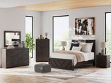 Prendonea Charcoal Full Panel Bed, Dresser, Mirror, Chest and 2 Nightstands - Ornate Home
