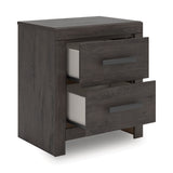Prendonea Charcoal Twin Panel Bed, Dresser, Mirror and Nightstand - Ornate Home