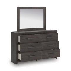 Prendonea Charcoal Full Panel Bed, Dresser, Mirror, Chest and 2 Nightstands - Ornate Home