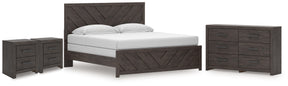 Prendonea Charcoal Twin Panel Bed, Dresser and 2 Nightstand - Ornate Home