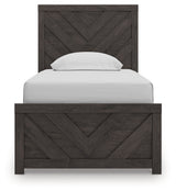 Prendonea Charcoal Twin Panel Bed, Dresser, Mirror and Nightstand (Online Special Price) - Ornate Home