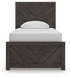 Prendonea Charcoal Twin Panel Bed, Dresser, Mirror and Nightstand (Online Special Price) - Ornate Home