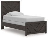 Prendonea Charcoal Twin Panel Bed, Dresser, Mirror and Nightstand (Online Special Price) - Ornate Home