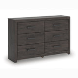 Prendonea Charcoal Full Panel Bed, Dresser, Mirror, Chest and 2 Nightstands - Ornate Home