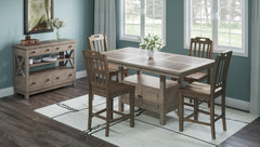 Prescott Park Weathered Oak High/Low Ext Dining Table w/ 6 Stools - Ornate Home