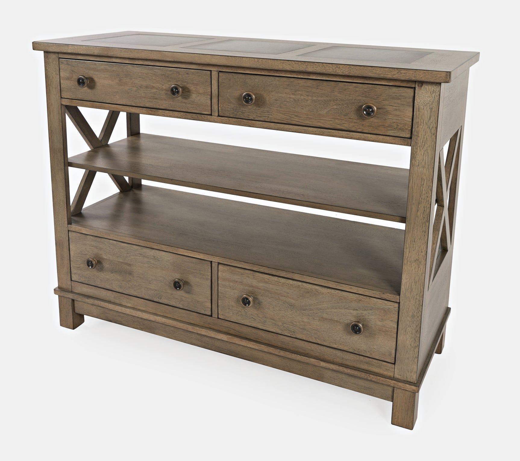 Prescott Park Weathered Oak Server - Ornate Home
