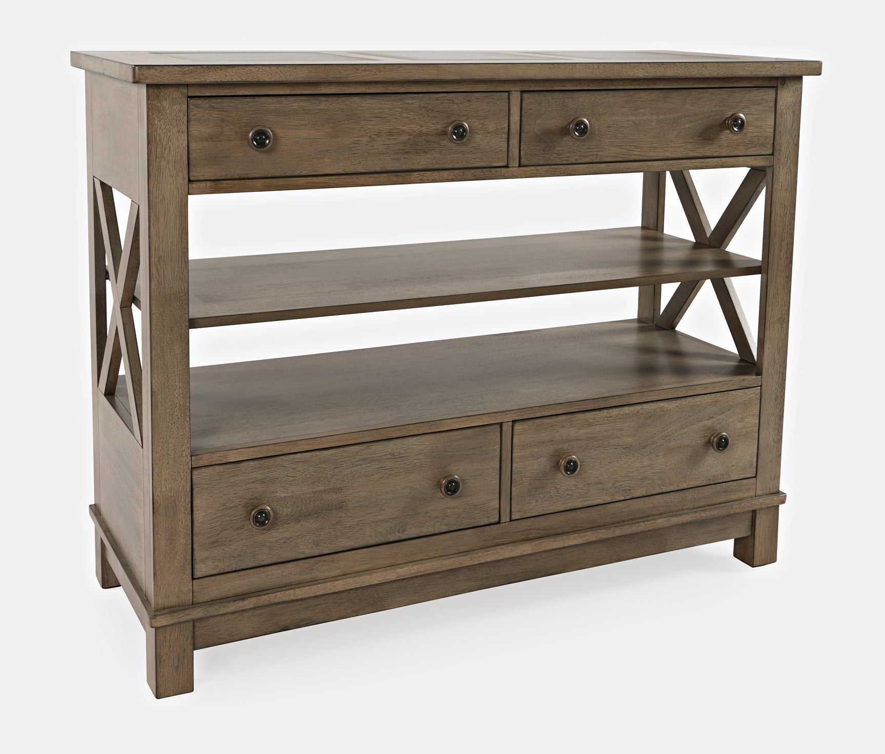 Prescott Park Weathered Oak Server - Ornate Home