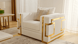 Prestige Living White/Gold Chair / HD-C2131 - Ornate Home