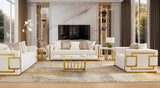 Prestige Living White/Gold Sofa / HD-S2131 - Ornate Home