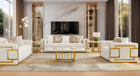 Prestige Living White/Gold Sofa / HD-S2131 - Ornate Home