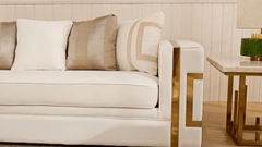 Prestige Living White/Gold Sofa / HD-S2131 - Ornate Home