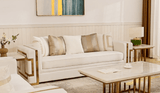 Prestige Living White/Gold Sofa / HD-S2131 - Ornate Home