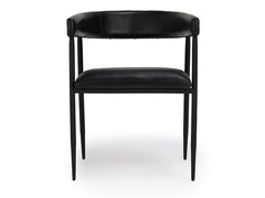 Preston Black Leather Dining Chair - Ornate Home