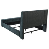 Preston Blue Upholstered California King Audio Flame Visualizer Bed - Ornate Home