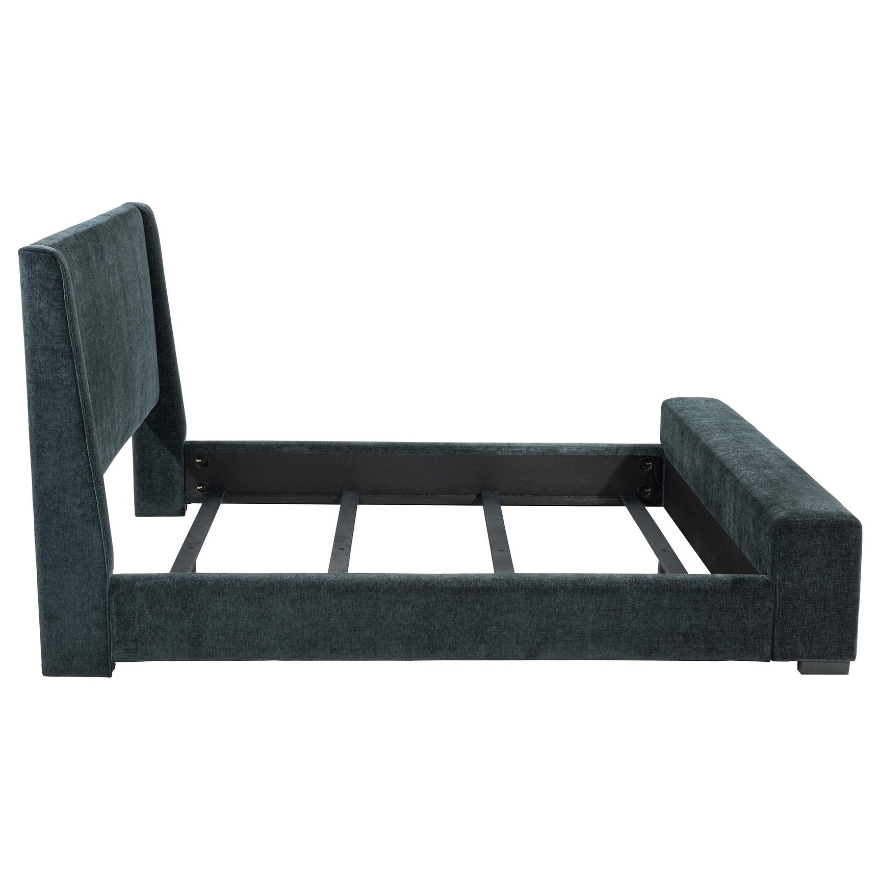 Preston Blue Upholstered Eastern King Audio Flame Visualizer Bed - Ornate Home