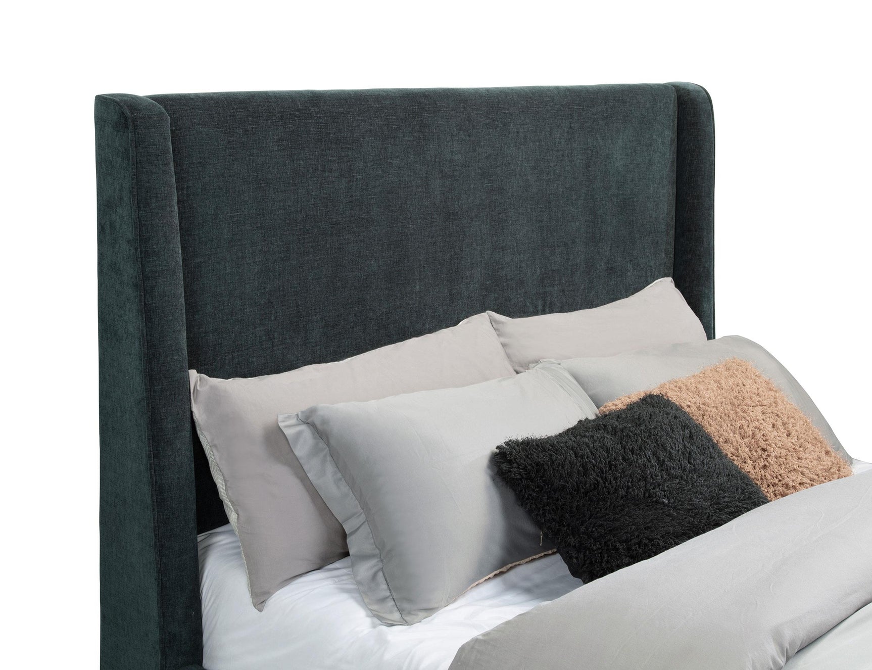 Preston Blue Upholstered Eastern King Audio Flame Visualizer Bed - Ornate Home