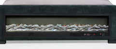 Preston Blue Upholstered Eastern King Audio Flame Visualizer Bed - Ornate Home