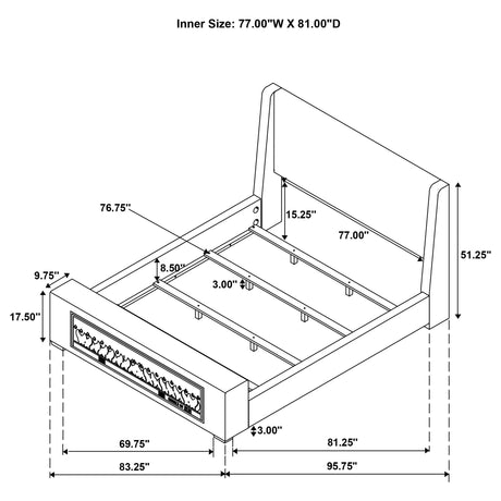 Preston Blue Upholstered Eastern King Audio Flame Visualizer Bed - Ornate Home