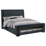 Preston Blue Upholstered Queen Audio Flame Visualizer Bed - Ornate Home