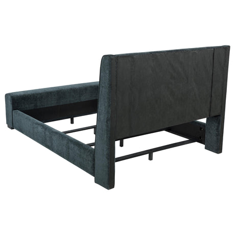 Preston Blue Upholstered Queen Audio Flame Visualizer Bed - Ornate Home