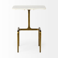 Preston White/Gold Marble Top Metal Accent Table - Ornate Home