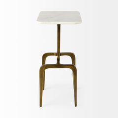 Preston White/Gold Marble Top Metal Accent Table - Ornate Home