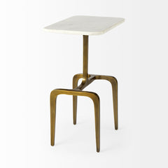 Preston White/Gold Marble Top Metal Accent Table - Ornate Home