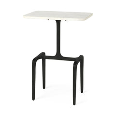 Preston White/Matte Black Marble Tabletop Accent Table - Ornate Home