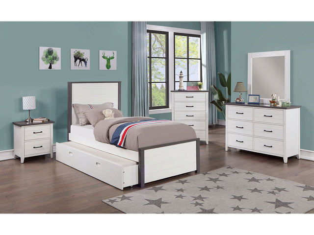 Priam White/Gray 4 Pc. Twin Bedroom Set - Ornate Home