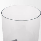 Price Matte Black-Brown Small Metal with Glass Hurricane Candle Holder