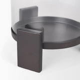 Price Matte Black-Brown Small Metal with Glass Hurricane Candle Holder