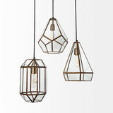 Prima Gold Metal and Glass Pyramid Pendant Light - Ornate Home