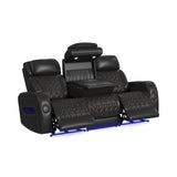 Prime Time Jett Black 3-Piece P3 Living Room Set with Red Stitching - Ornate Home