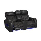 Prime Time Jett Black 3-Piece P3 Living Room Set with Red Stitching - Ornate Home