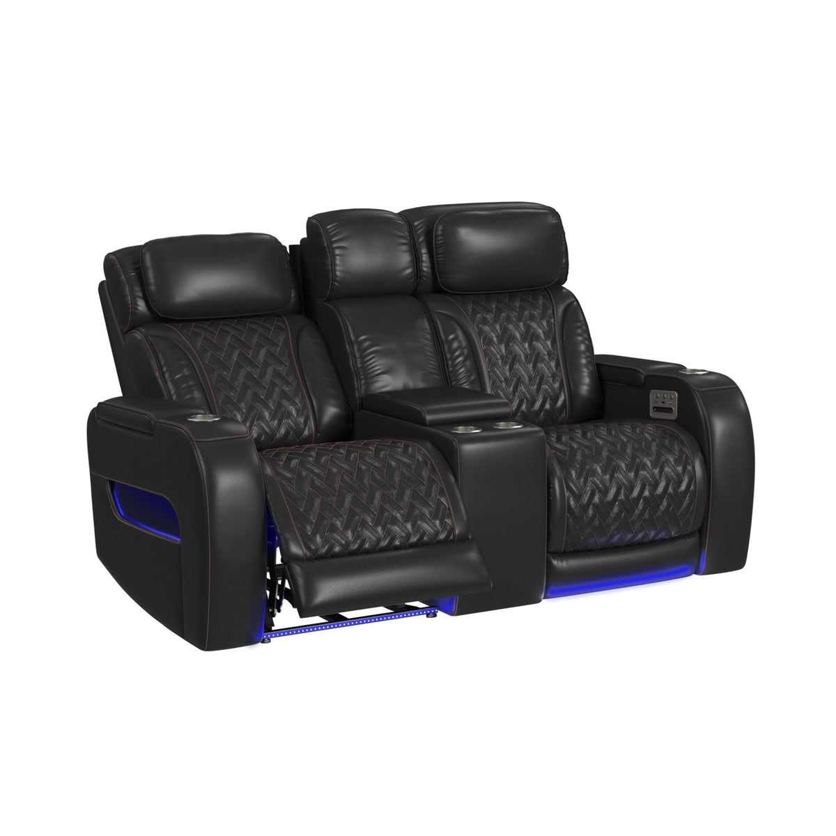Prime Time Jett Black 3-Piece P3 Living Room Set with Red Stitching - Ornate Home
