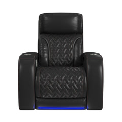 Prime Time Jett Black P3 Recliner with LED and Wireless Charger Pocket with Red Stitching - Ornate Home