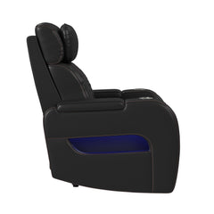 Prime Time Jett Black P3 Recliner with LED and Wireless Charger Pocket with Red Stitching - Ornate Home