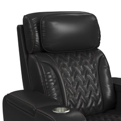 Prime Time Jett Black P3 Recliner with LED and Wireless Charger Pocket with Red Stitching - Ornate Home