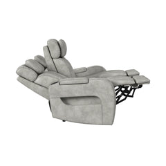 Prime Time Leather Gel Light Grey 3-Piece P3 Living Room Set with 7 Colors LED - Ornate Home